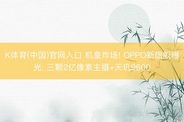 K体育(中国)官网入口 机皇炸场! OPPO新旗舰曝光: 三颗2亿像素主摄+天玑9600