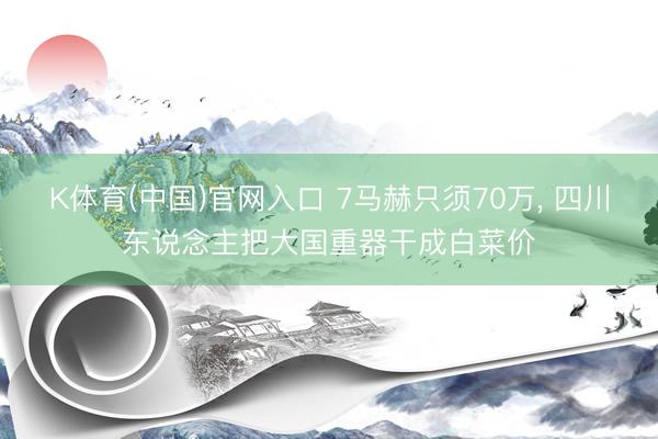 K体育(中国)官网入口 7马赫只须70万， 四川东说念主把大国重器干成白菜价