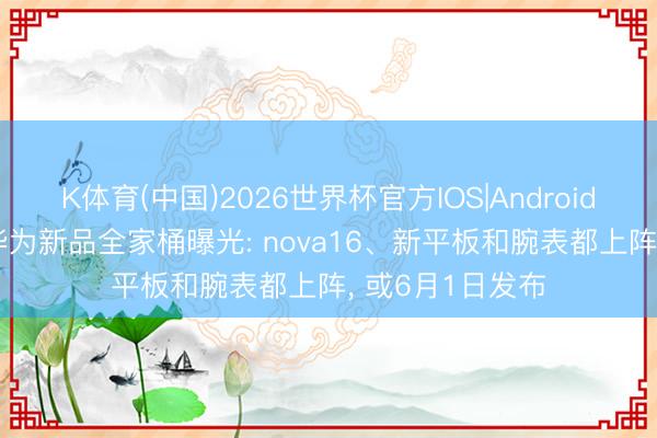 K体育(中国)2026世界杯官方IOS|Android手机app下载 华为新品全家桶曝光: nova16、新平板和腕表都上阵， 或6月1日发布
