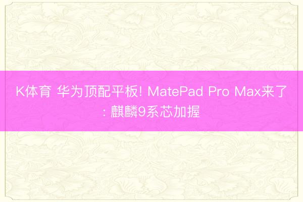 K体育 华为顶配平板! MatePad Pro Max来了: 麒麟9系芯加握