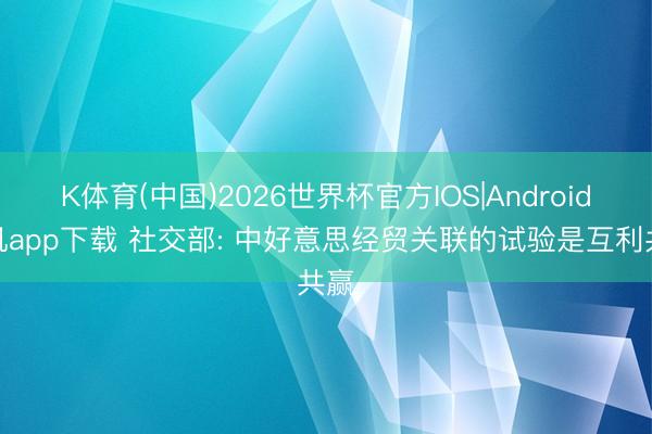 K体育(中国)2026世界杯官方IOS|Android手机app下载 社交部: 中好意思经贸关联的试验是互利共赢
