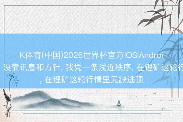 K体育(中国)2026世界杯官方IOS|Android手机app下载 没靠讯息和方针， 我凭一条浅近秩序， 在锂矿这轮行情里无缺逃顶