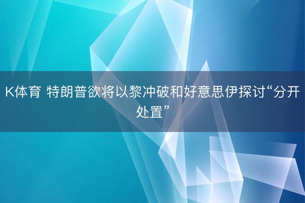 K体育 特朗普欲将以黎冲破和好意思伊探讨“分开处置”