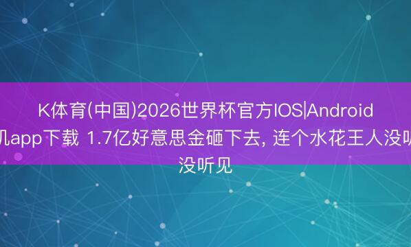 K体育(中国)2026世界杯官方IOS|Android手机app下载 1.7亿好意思金砸下去， 连个水花王人没听见