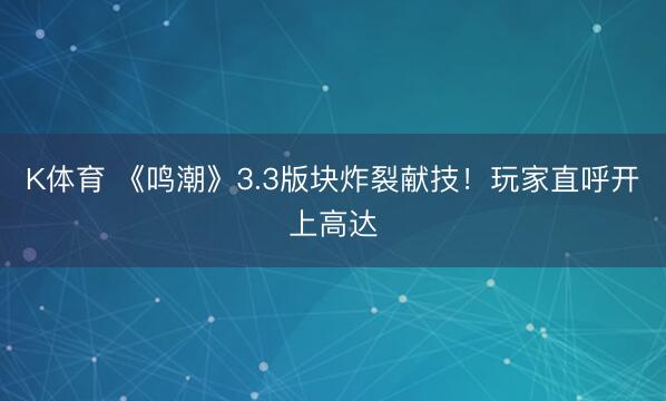 K体育 《鸣潮》3.3版块炸裂献技！玩家直呼开上高达