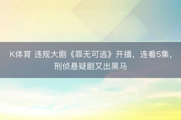 K体育 违规大剧《罪无可逃》开播，连看5集，刑侦悬疑剧又出黑马